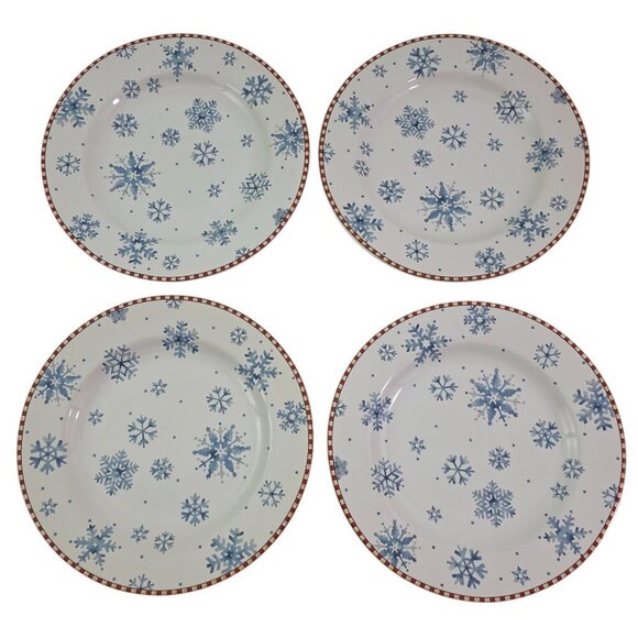 Sakura Debbie Mumm Snowflake 8” Stoneware Salad Luncheon Plates – Set of 4 - Picture 8 of 16